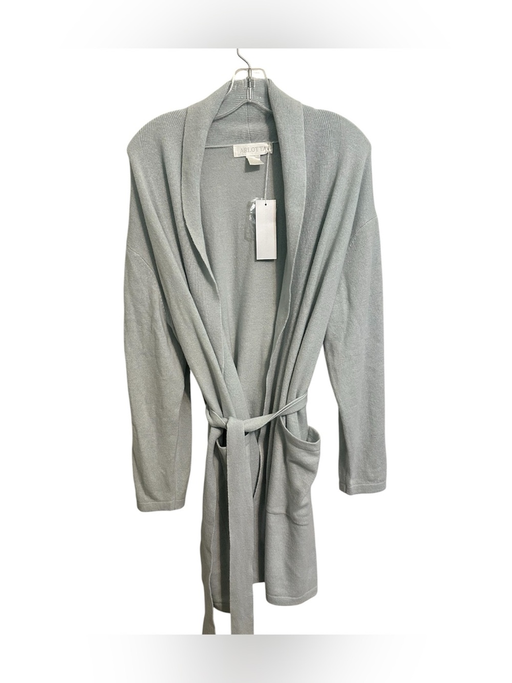 NWT Wool/ Cashmere ARLOTTA Wrap Robe Light Blue